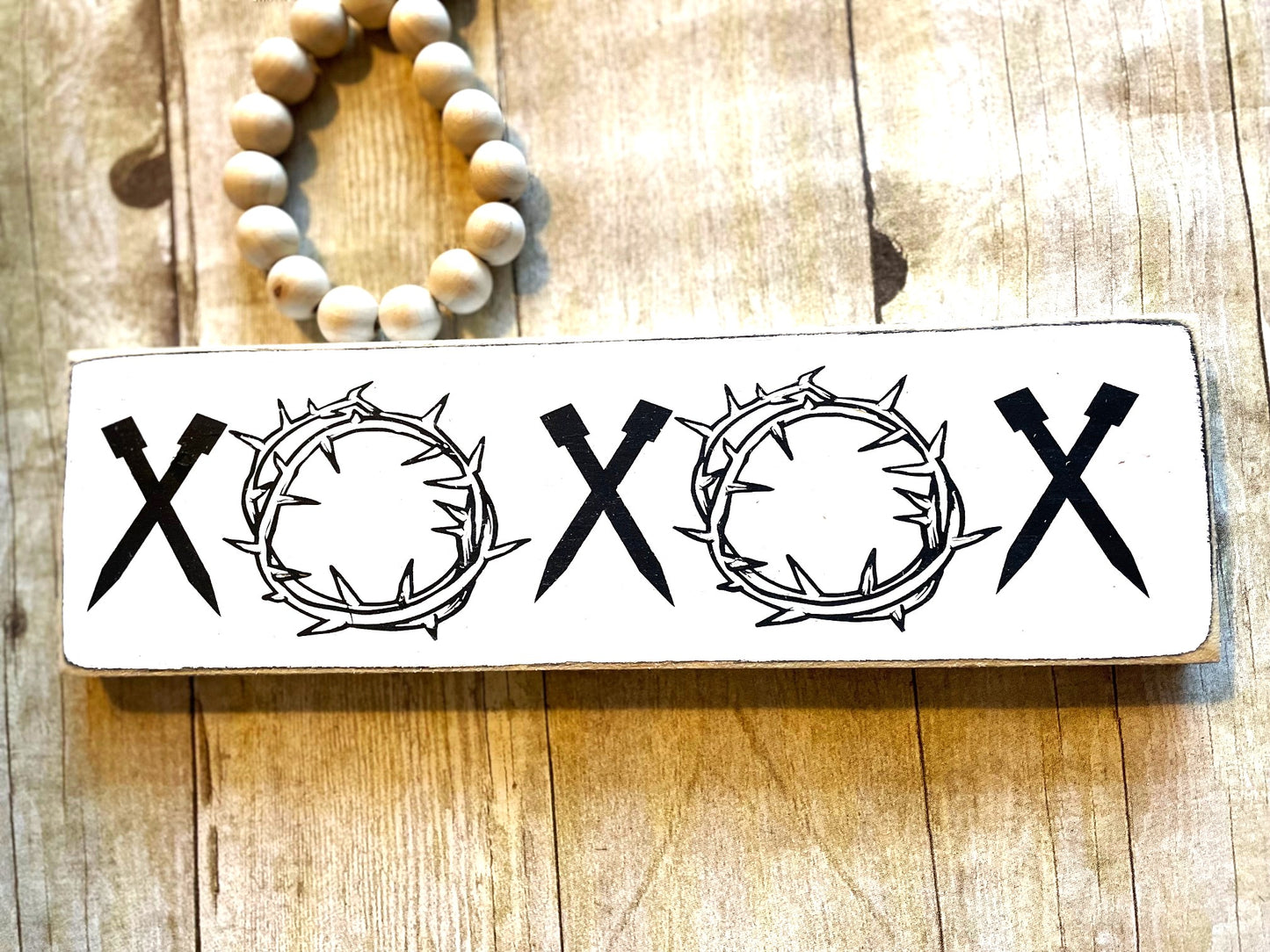 Nail and Crown of Thorns Wood Sign