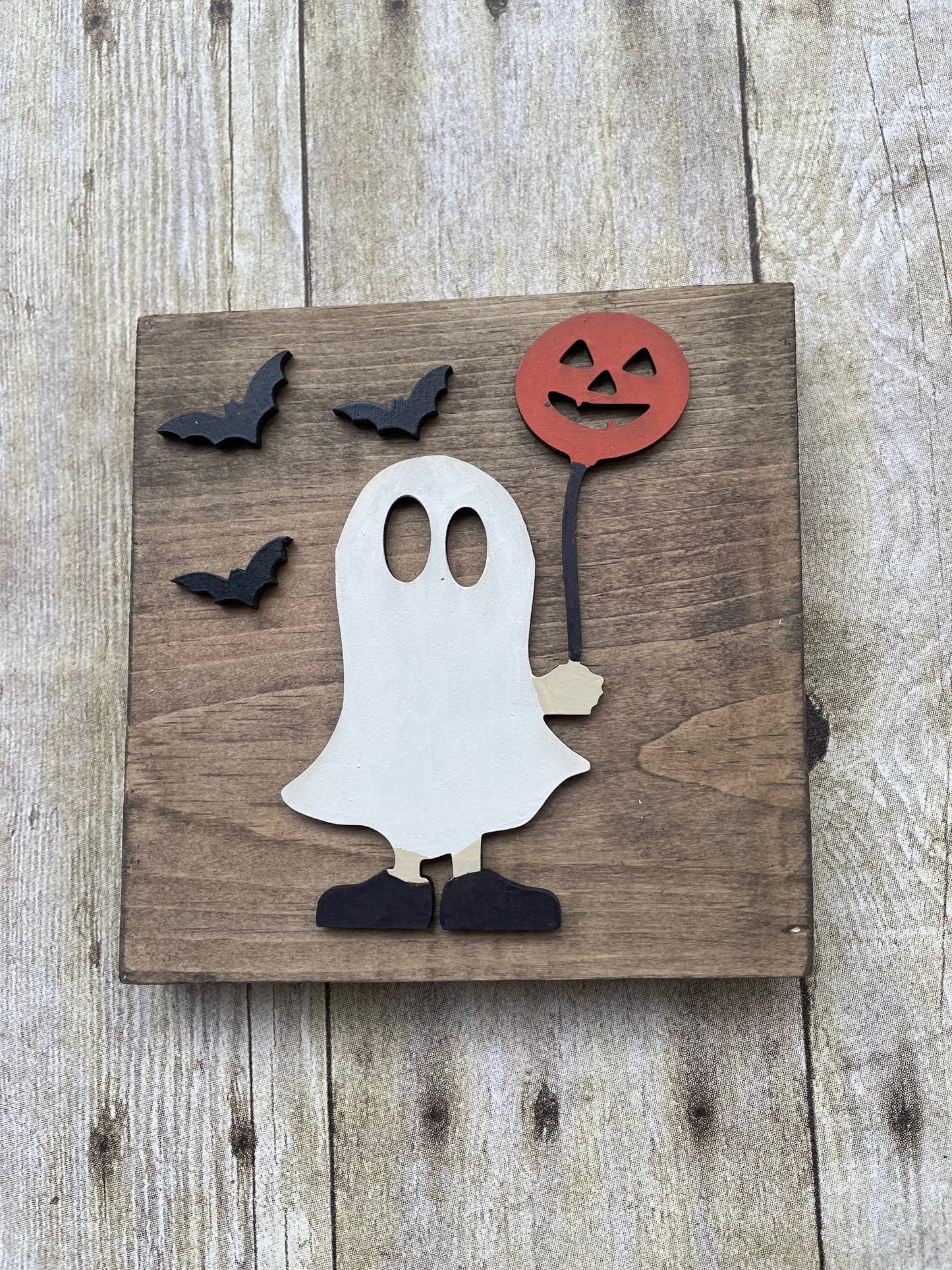 Ghost and Bats wood Sign