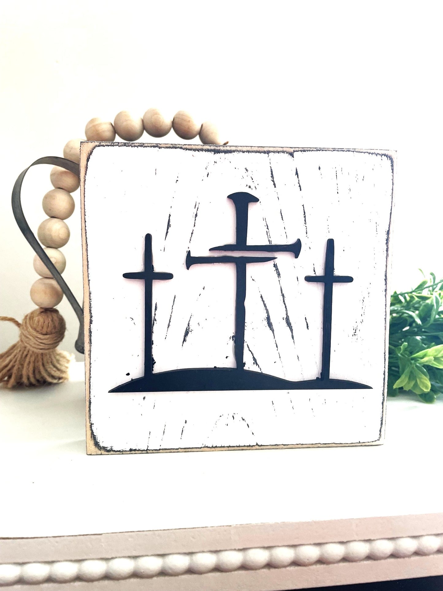 3 Crosses Wood Sign