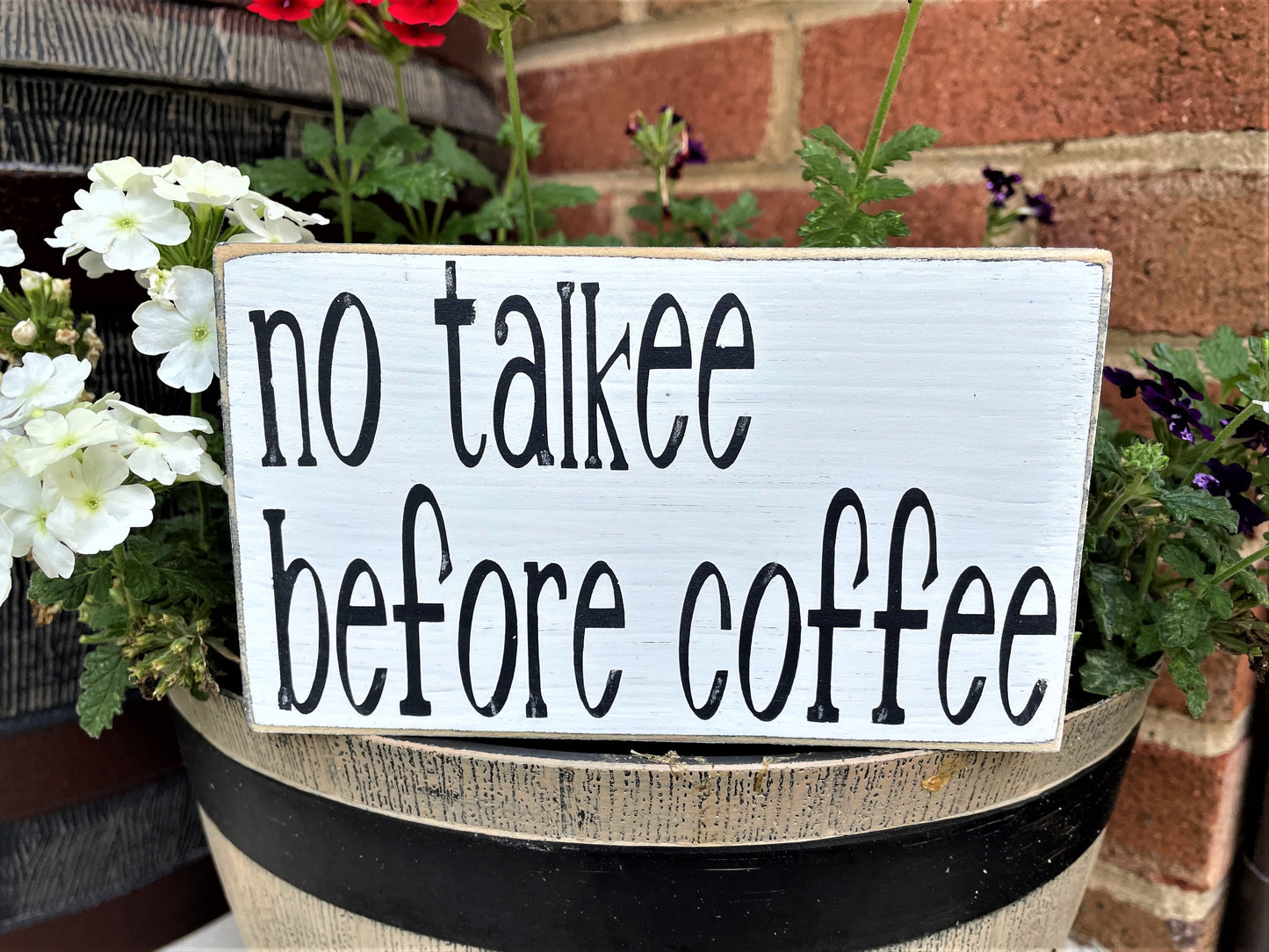no talkee before coffee