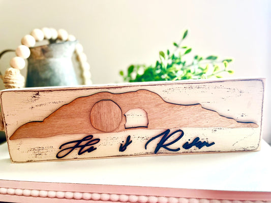 He is Risen Wood Sign